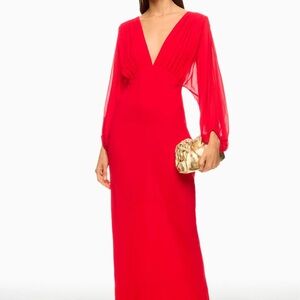 Shona Joy Amina Plunge Balloon Sleeve Maxi Dress